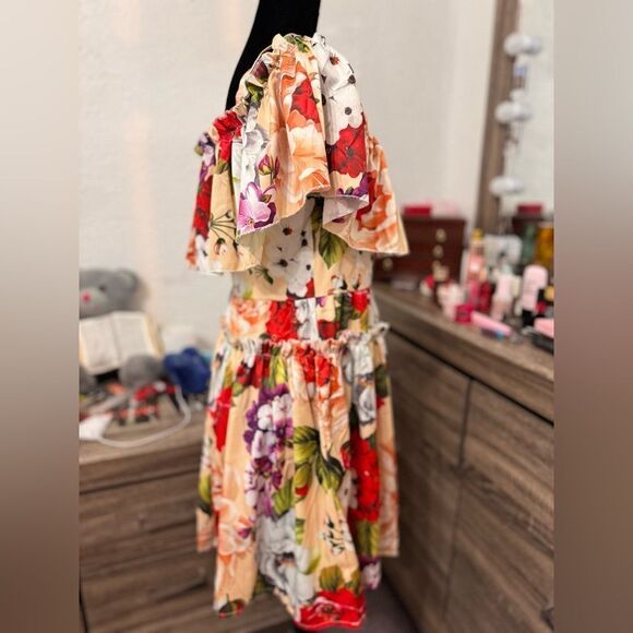 Floral Off shoulder Mini Dress Sz XLarge - Picture 4 of 7